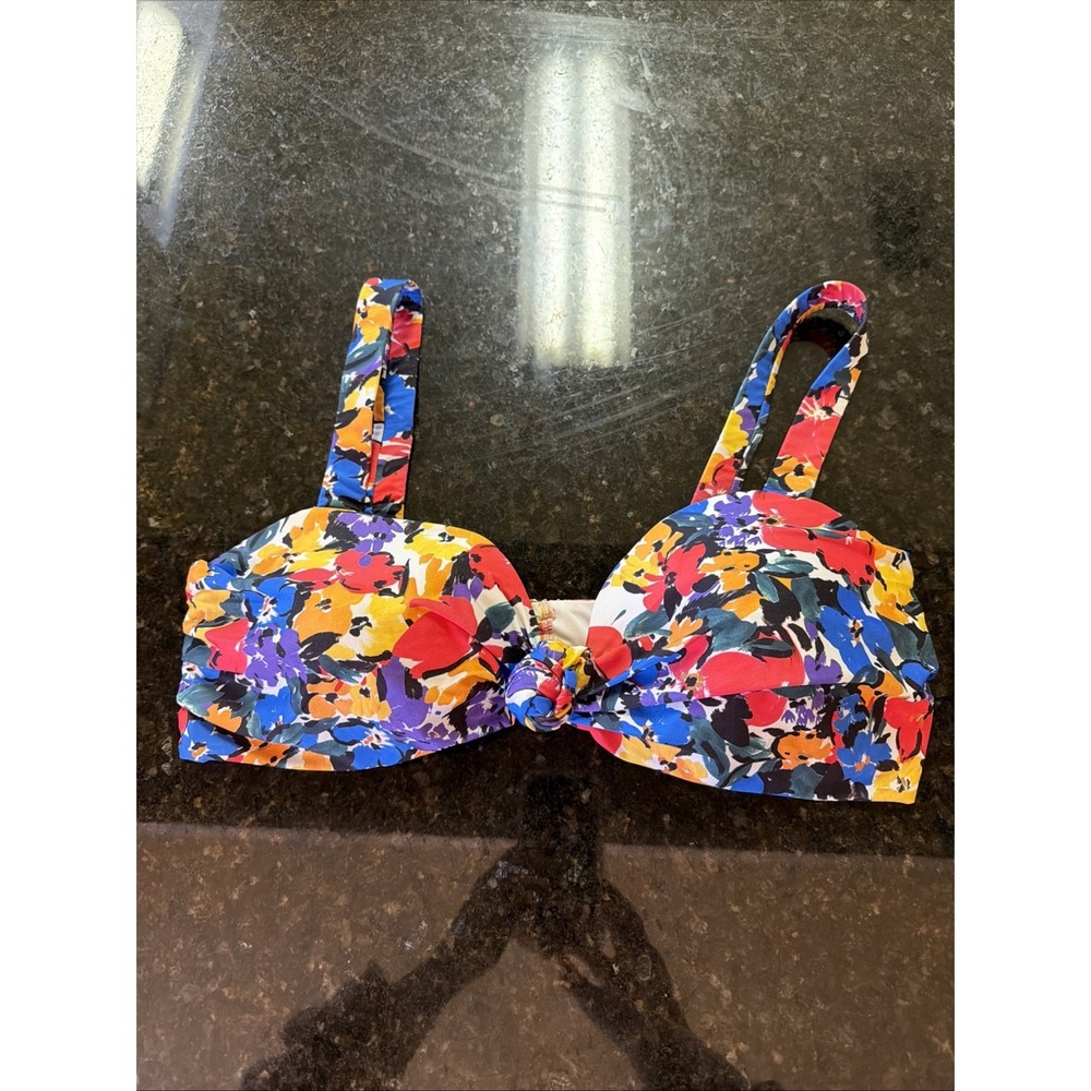 Beach Riot Bikini Top Sz XL Black Floral Supportive Swimsuit Top Wide Straps